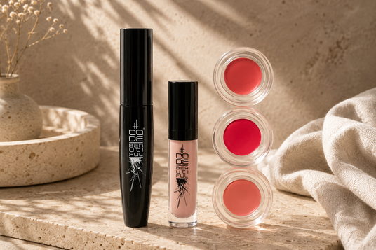 three cosmetics products