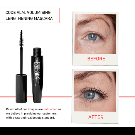 CODE VLM Volumising Lengthening Mascara - Water-Resistant & Gentle for Sensitive Eyes - CODE Beautiful