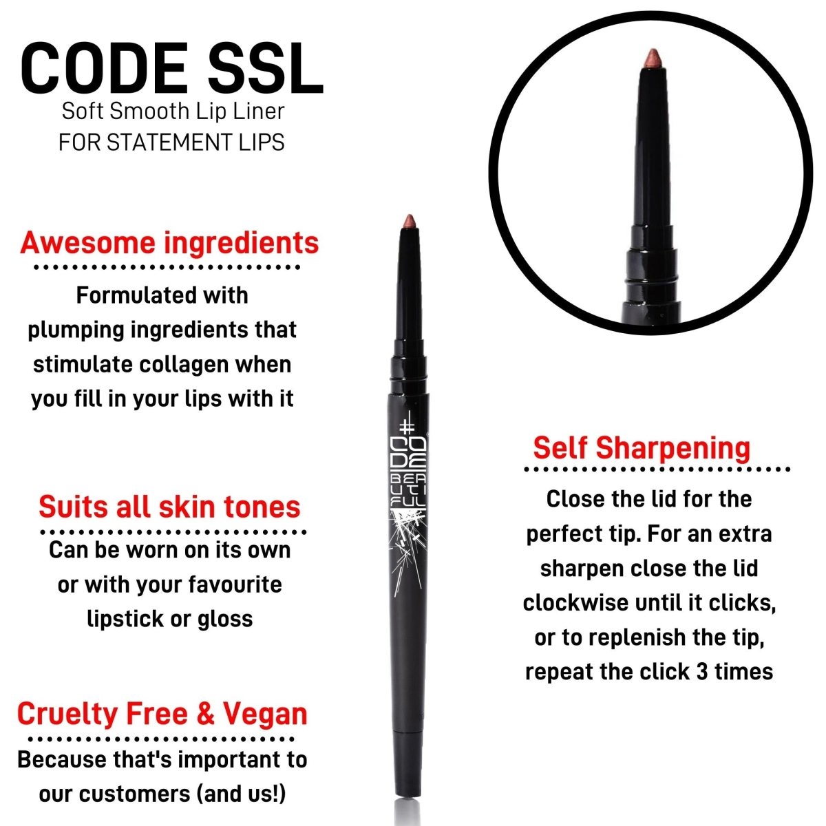 CODE SSL Soft Smooth Lip Liner - CODE Beautiful