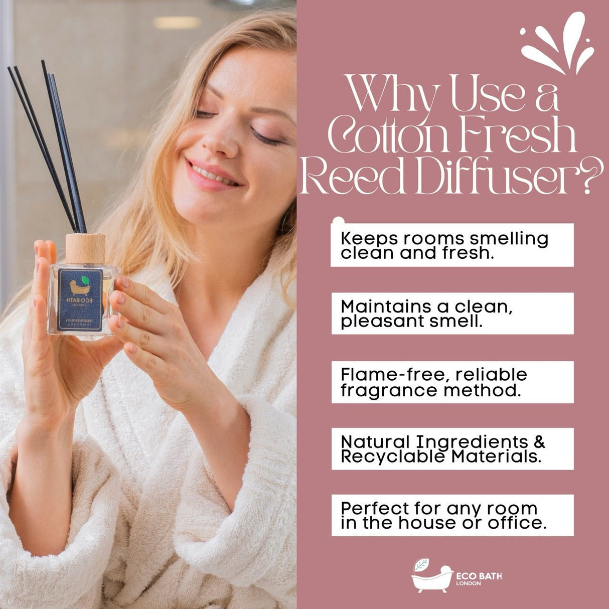 Eco Bath London Cotton Fresh Reed Diffuser 100ml