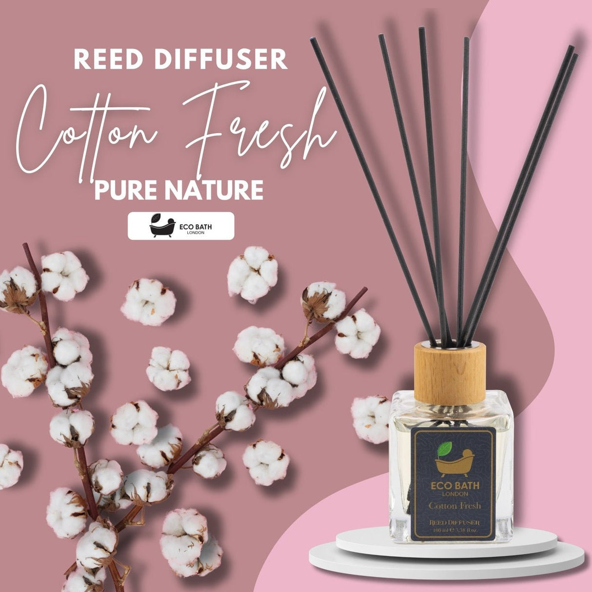 Eco Bath London Cotton Fresh Reed Diffuser 100ml