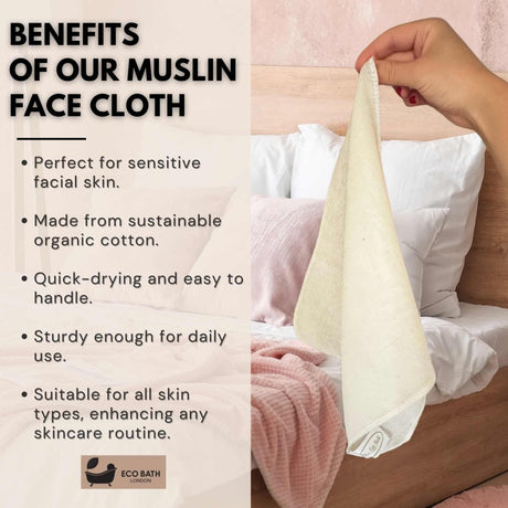Eco Bath London Organic Cotton Muslin Face Cloths (Pack of 6)