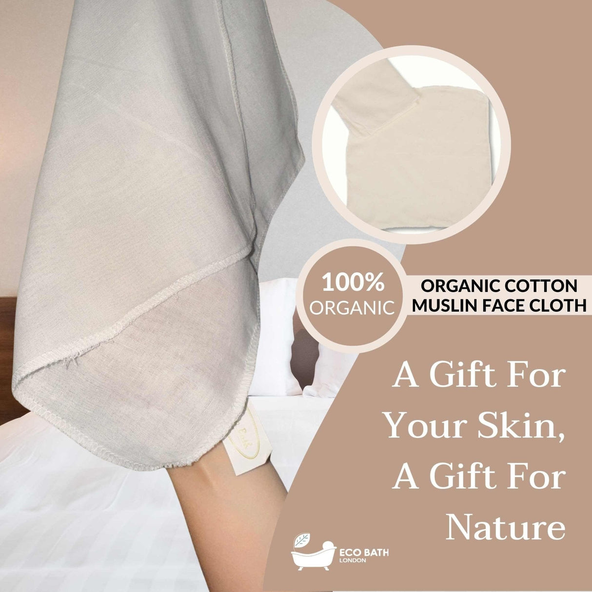 Eco Bath London Organic Cotton Muslin Face Cloths (Pack of 6)